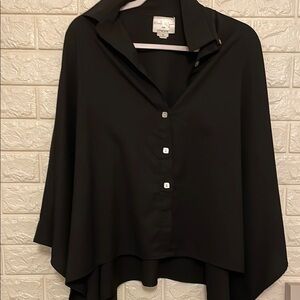 Chico's Black Button Down Shirt Collar Dolman Sleeve